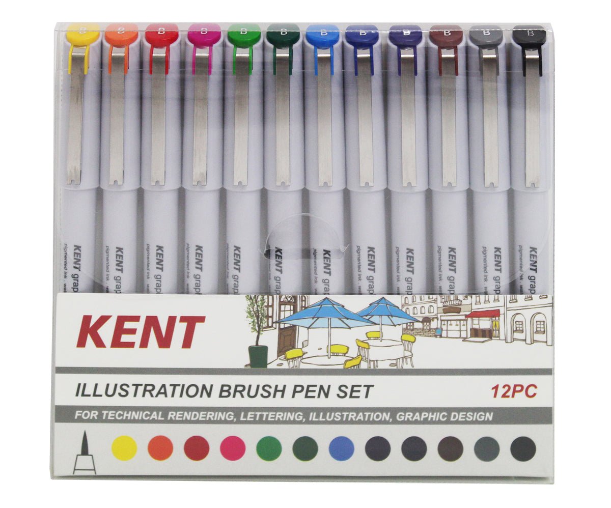 Kent Graphic Illustration Brush Pen Set 12PC - theartshop.com.au