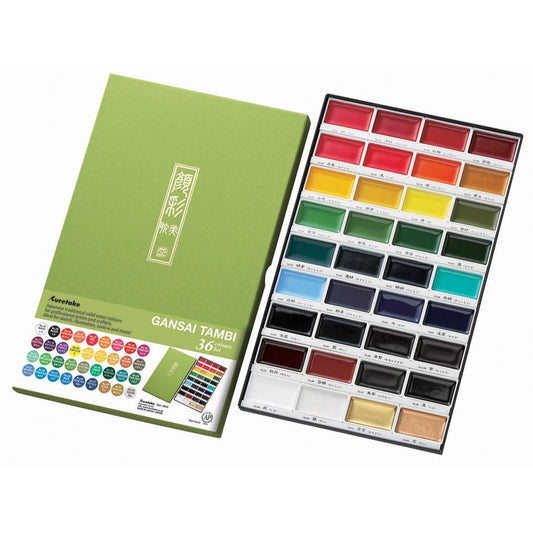 Kuretake Gansai Tambi - 36 pan water-based pigment paint set - theartshop.com.au