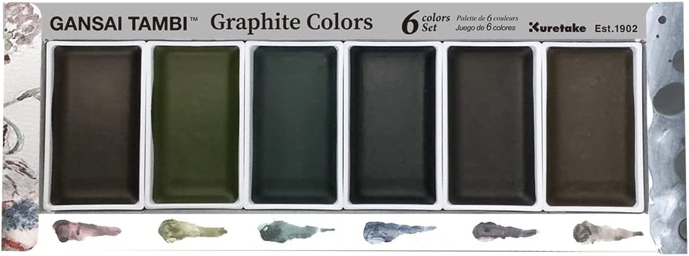 Kuretake Gansai Tambi Graphite Colors - 6 pan watercolour set - theartshop.com.au