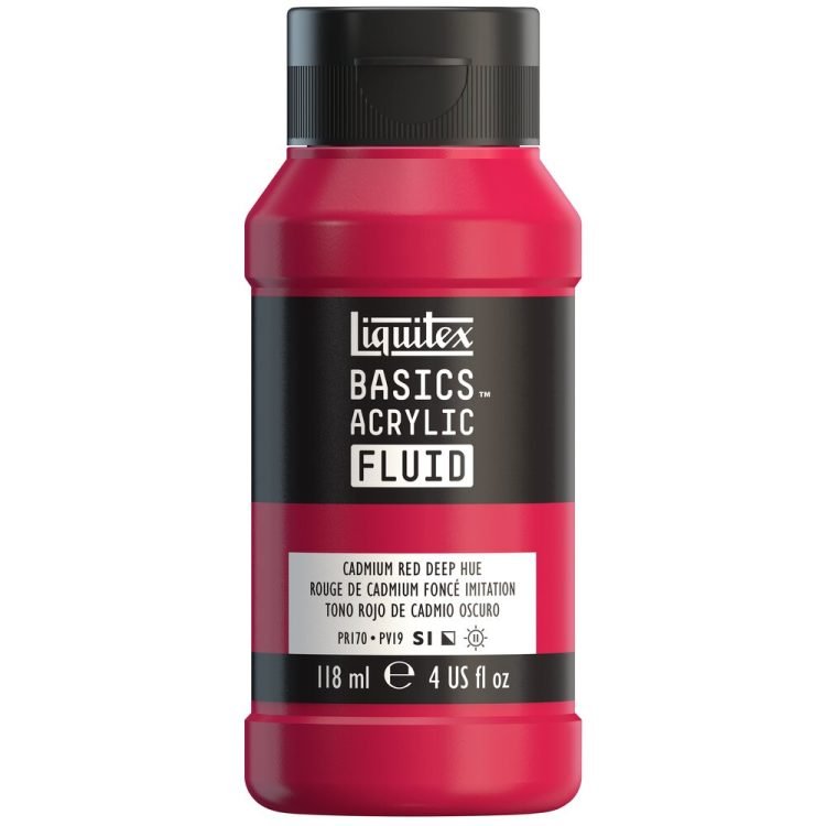 Liquitex Basics Acrylic Fluid 118ml Cadmium Red Deep Hue - theartshop.com.au