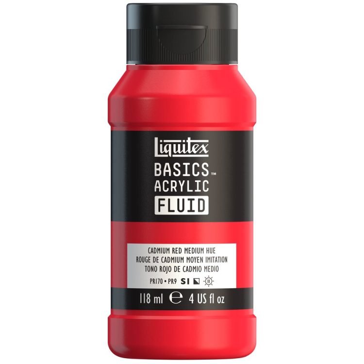 Liquitex Basics Acrylic Fluid 118ml Cadmium Red Medium Hue - theartshop.com.au