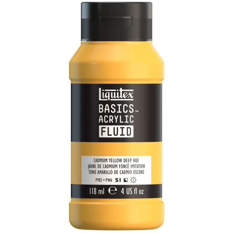 Liquitex Basics Acrylic Fluid 118ml Cadmium Yellow Deep Hue - theartshop.com.au