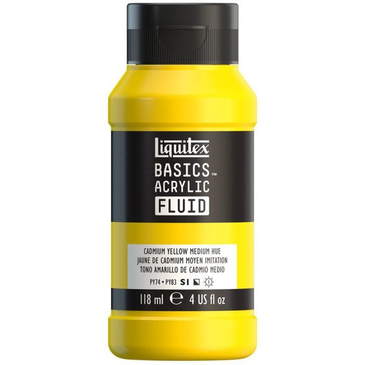 Liquitex Basics Acrylic Fluid 118ml Cadmium Yellow Medium Hue - theartshop.com.au