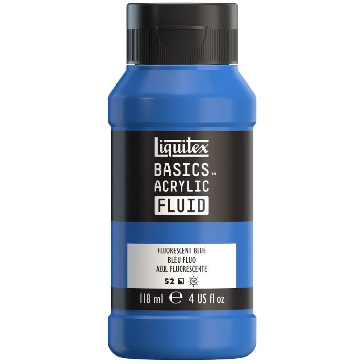 Liquitex Basics Acrylic Fluid 118ml Fluorescent Blue - theartshop.com.au