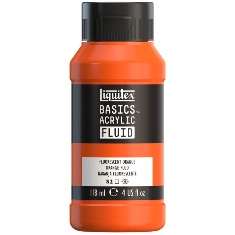 Liquitex Basics Acrylic Fluid 118ml Fluorescent Orange - theartshop.com.au