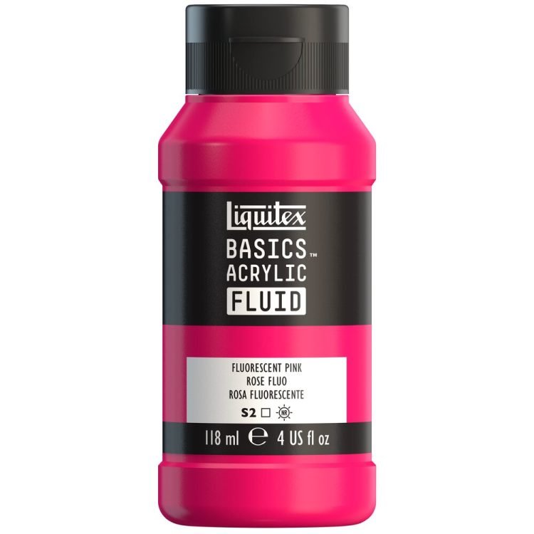 Liquitex Basics Acrylic Fluid 118ml Fluorescent Pink - theartshop.com.au