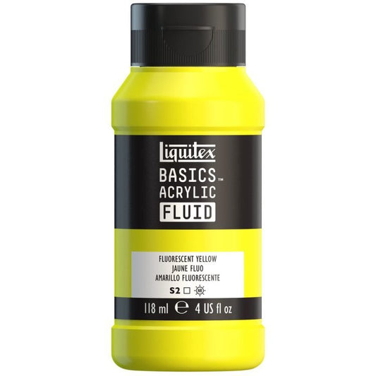 Liquitex Basics Acrylic Fluid 118ml Fluorescent Yellow - theartshop.com.au