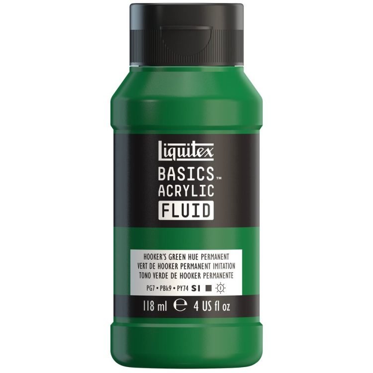 Liquitex Basics Acrylic Fluid 118ml Hooker's Green Hue Permanent - theartshop.com.au