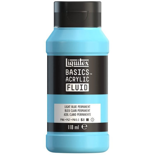 Liquitex Basics Acrylic Fluid 118ml Light Blue Permanent - theartshop.com.au