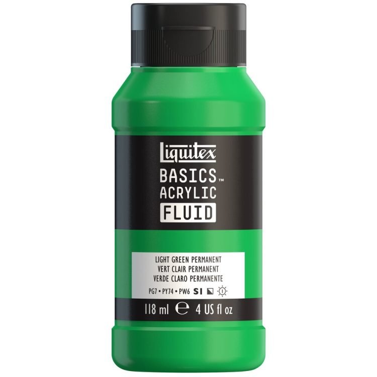 Liquitex Basics Acrylic Fluid 118ml Light Green Permanent - theartshop.com.au