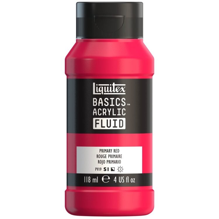 Liquitex Basics Acrylic Fluid 118ml Primary Red - theartshop.com.au