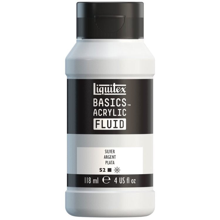 Liquitex Basics Acrylic Fluid 118ml Silver - theartshop.com.au