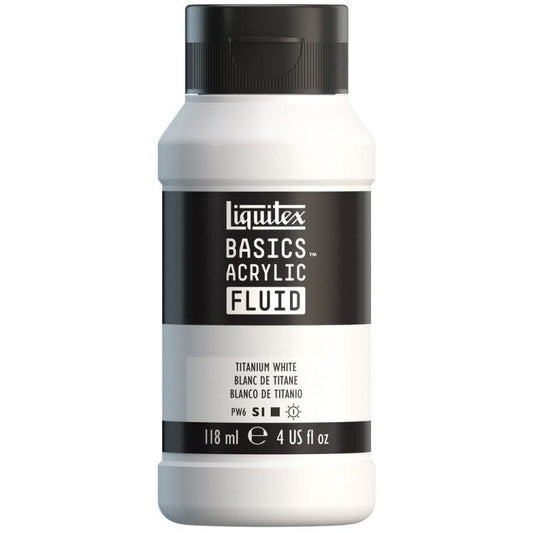 Liquitex Basics Acrylic Fluid 118ml Titanium White - theartshop.com.au