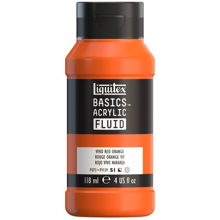 Liquitex Basics Acrylic Fluid 118ml Vivid Red Orange - theartshop.com.au