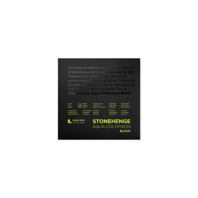 STONEHENGE AQUA BLACK COLD PRESS WATERCOLOUR PAPER 300gsm 254x254mm (1
