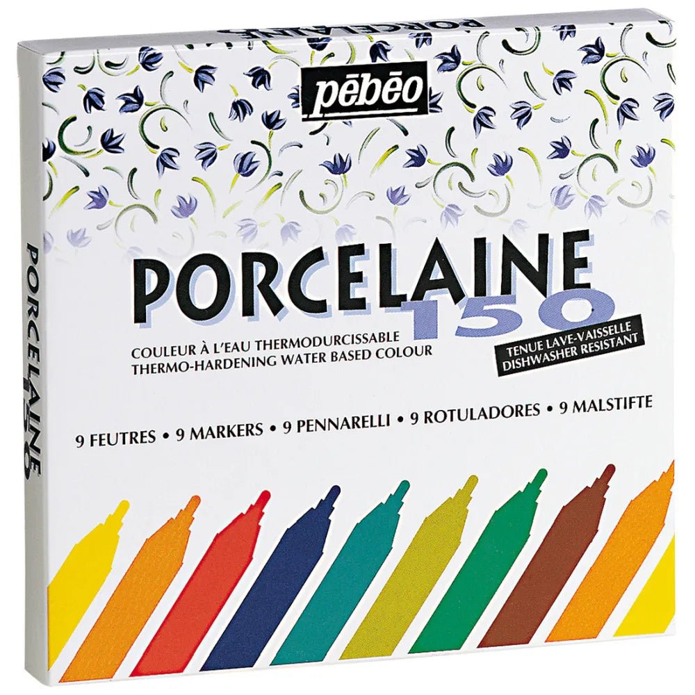 Pebeo Porcelaine Markers Set 9 Assorted Broad - theartshop.com.au