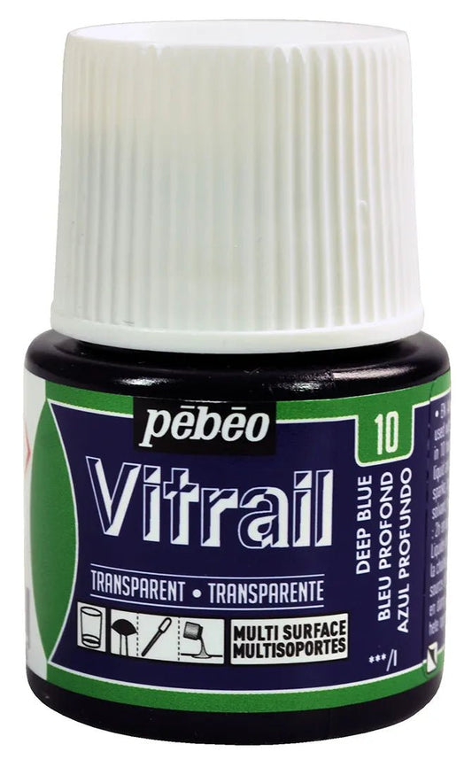 Pebeo Vitrail 45ml Transparent 10 Deep Blue - theartshop.com.au