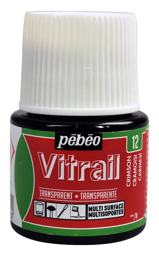 Pebeo Vitrail 45ml Transparent 12 Crimson - theartshop.com.au