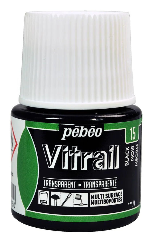 Pebeo Vitrail 45ml Transparent 15 Black - theartshop.com.au
