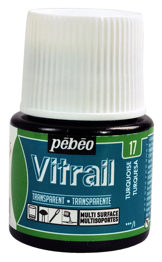 Pebeo Vitrail 45ml Transparent 17 Turquoise - theartshop.com.au