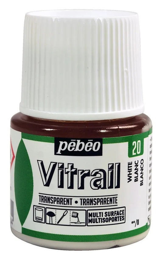 Pebeo Vitrail 45ml Transparent 20 White - theartshop.com.au