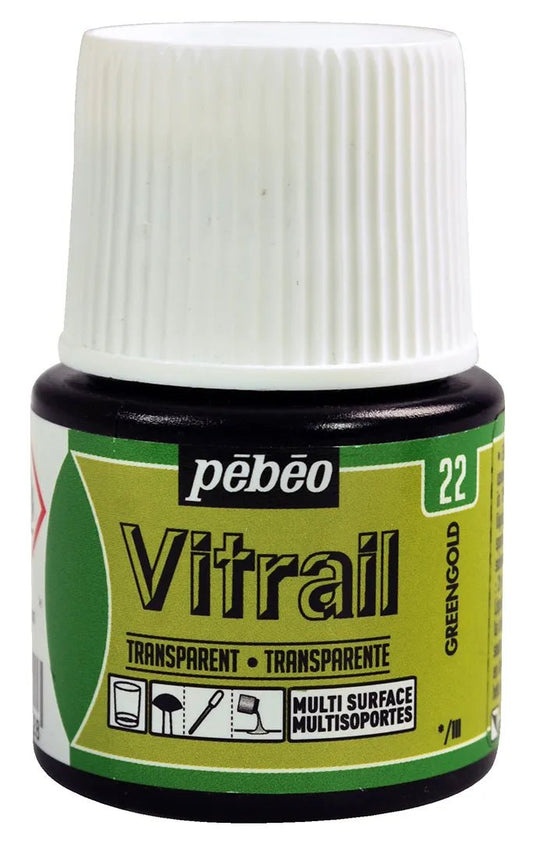 Pebeo Vitrail 45ml Transparent 22 Greengold - theartshop.com.au