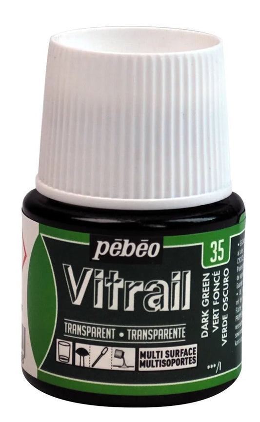 Pebeo Vitrail 45ml Transparent 35 Dark Green - theartshop.com.au