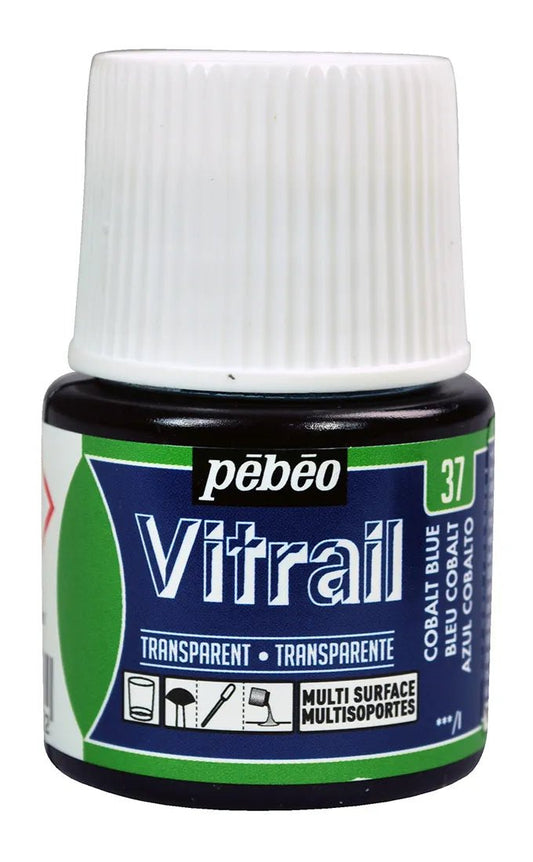 Pebeo Vitrail 45ml Transparent 37 Cobalt Blue - theartshop.com.au