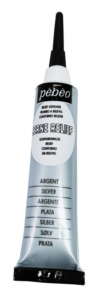 Pebeo Vitrail Outliner / Cerne Relief 20ml Silver - theartshop.com.au