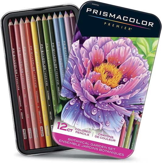 Prismacolor Premier Coloured Pencils Tin 12 Botanical Garden - theartshop.com.au