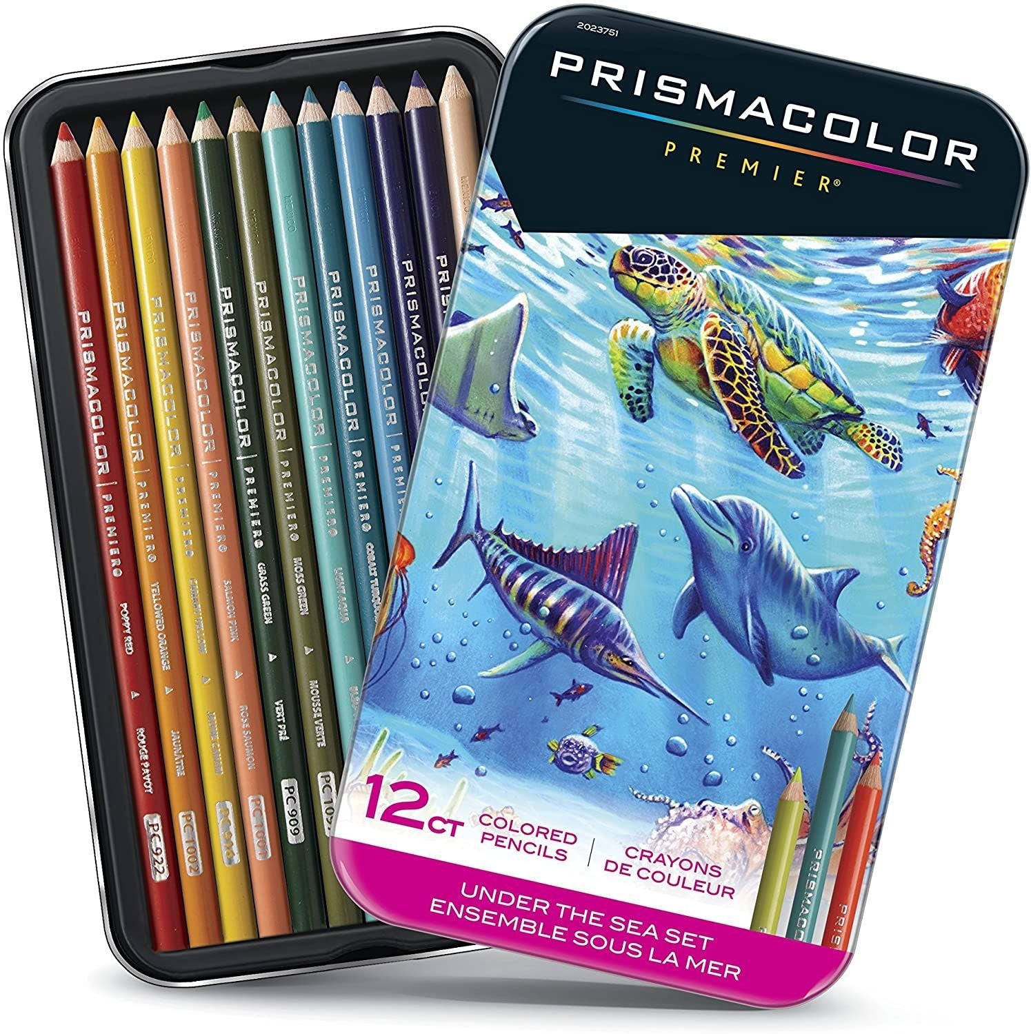 Prismacolor Premier Coloured Pencils Tin 12 Under the Sea - theartshop.com.au