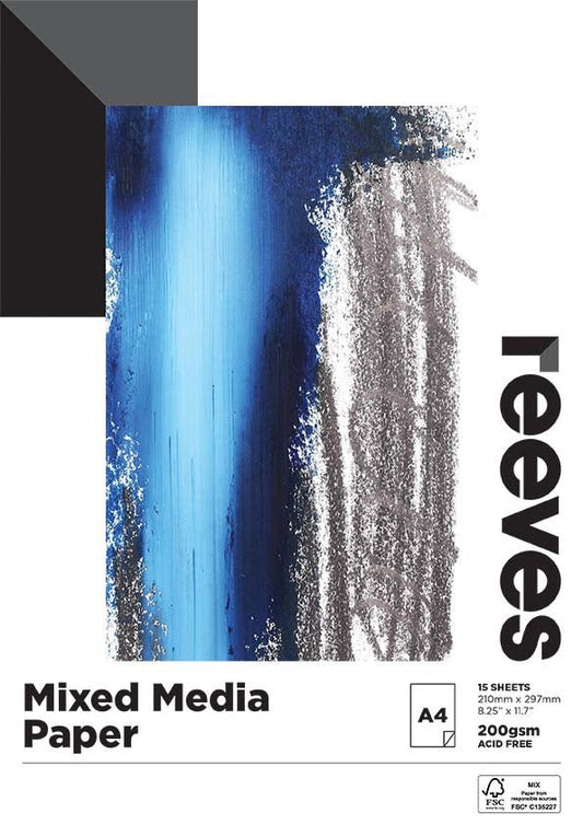 Reeves Mixed Media Paper Pad 200gsm 15 Sheet A4 - theartshop.com.au