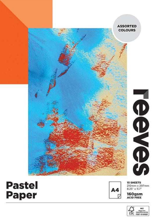 Reeves Pastel Paper Pad 160gsm 15 Sheet Assorted Colours A4 - theartshop.com.au