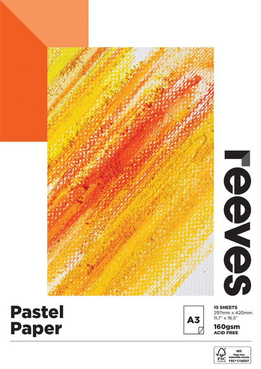 Reeves Pastel Paper Pad 160gsm 15 Sheet White A3 - theartshop.com.au