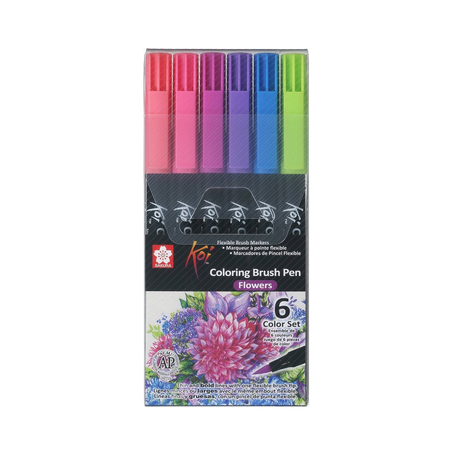 Sakura Koi Brush Marker Set 6 Flowers - theartshop.com.au