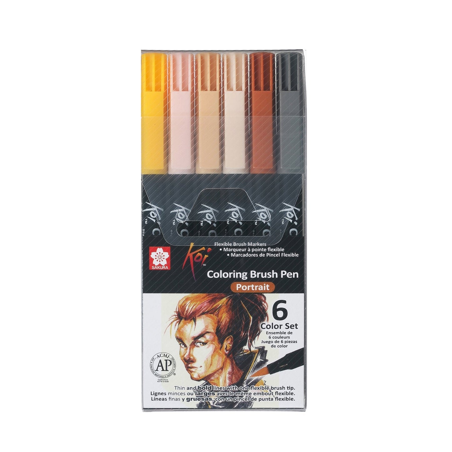 Sakura Koi Brush Marker Set 6 Portrait - theartshop.com.au