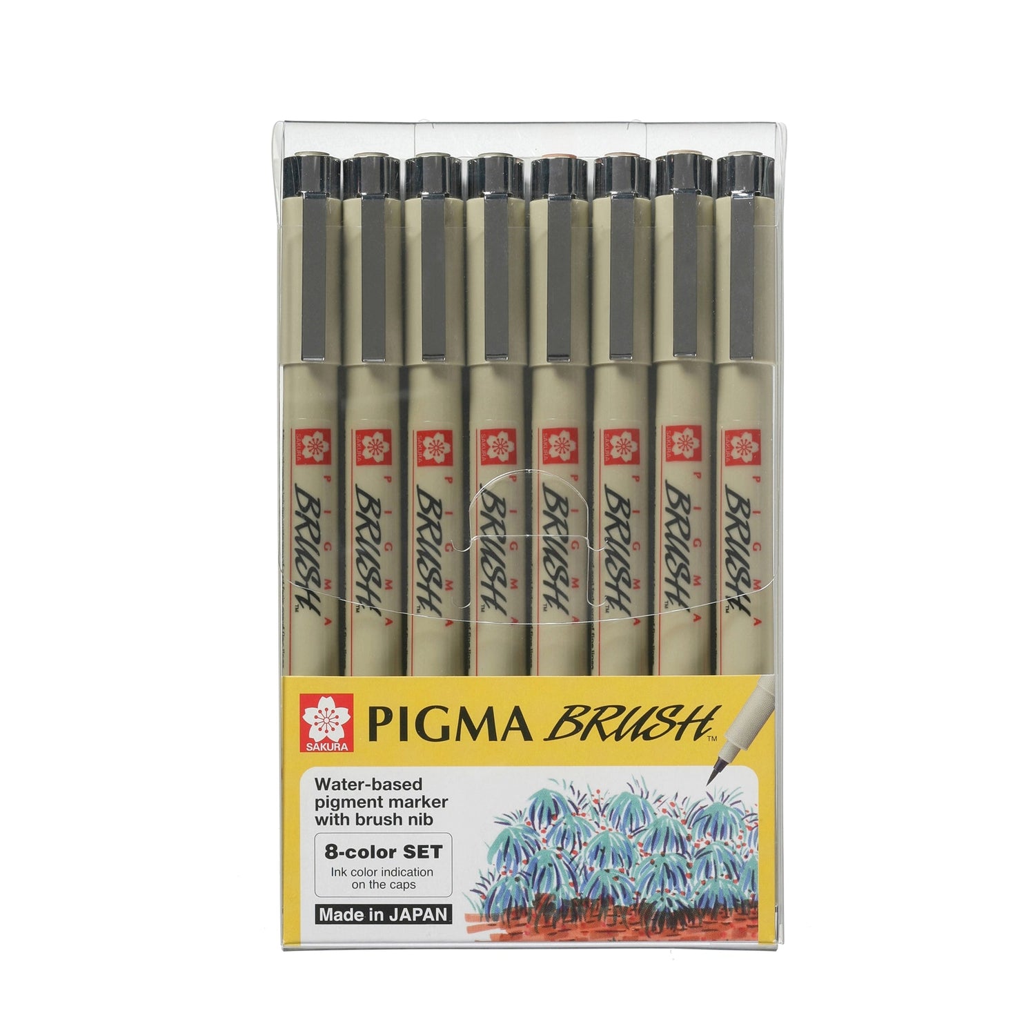 Sakura Pigma Micron Pen Coloured Brush Set 8 - theartshop.com.au