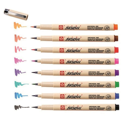 Sakura Pigma Micron Pen Coloured Brush Set 8 - theartshop.com.au