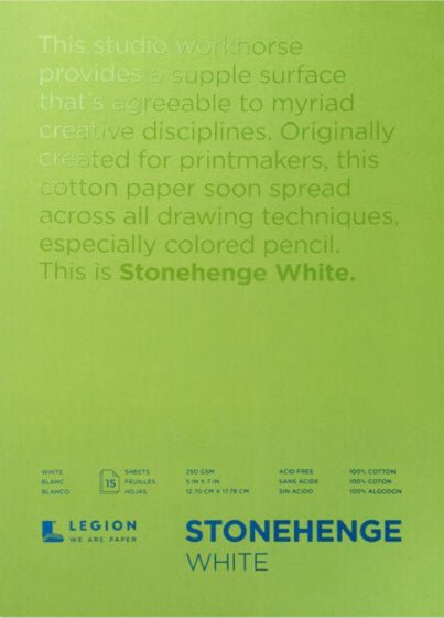 Stonehenge White Pad 15 Sheet 250gsm 5 x 7" - theartshop.com.au