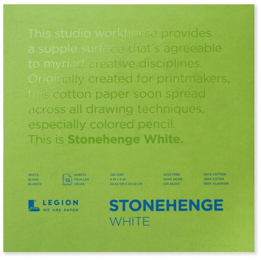 Stonehenge White Pad 15 Sheet 250gsm 8 x 8" - theartshop.com.au