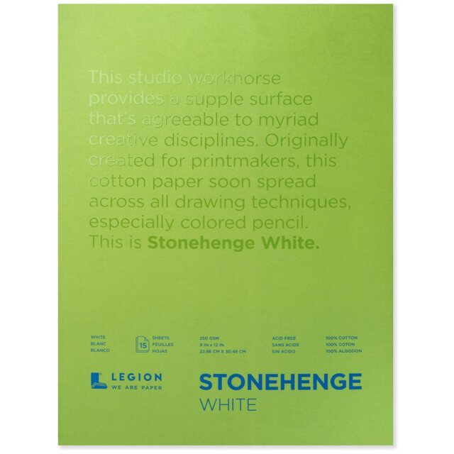 Stonehenge White Pad 15 Sheet 250gsm 9 x 12" - theartshop.com.au