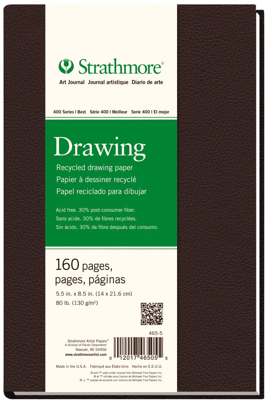 Strathmore Hardbound Art Journal 400 Recycle Draw 5.5 x 8.5 inch 160 Pages 130gsm - theartshop.com.au