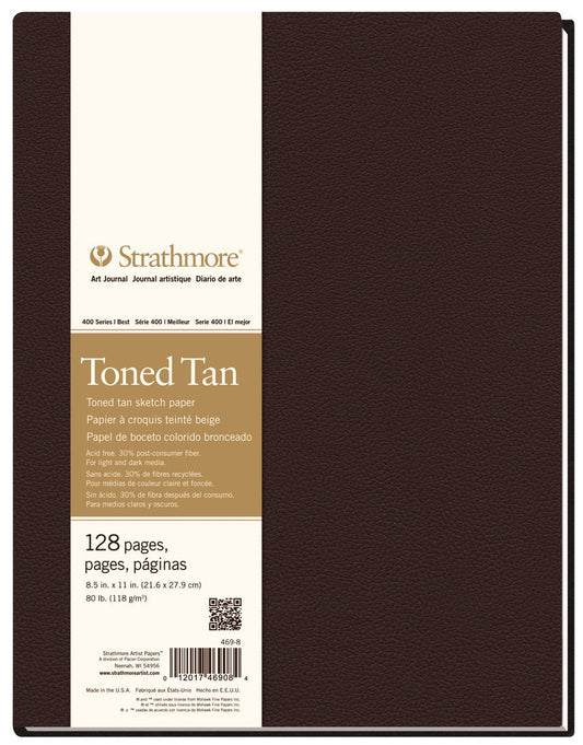 Strathmore Hardbound Art Journal 400 Toned Tan 8.5 x 11 inch 128 Pages 118gsm - theartshop.com.au