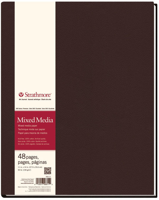 Strathmore Hardbound Art Journal 500 Mixed Media 11 x 14 inch 48 Pages 190gsm - theartshop.com.au