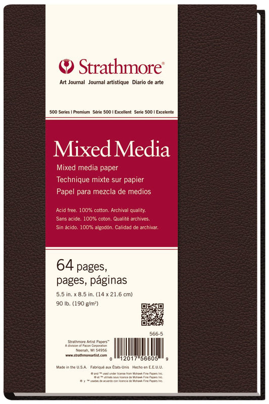 Strathmore Hardbound Art Journal 500 Mixed Media 5.5 x 8.5 inch 64 Pages 190gsm - theartshop.com.au