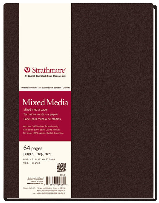 Strathmore Hardbound Art Journal 500 Mixed Media 8.5 x 11 inch 64 Pages 190gsm - theartshop.com.au