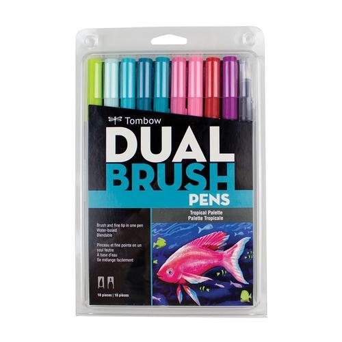 Tombow Dual Brush Pen Set 10 Tropical - theartshop.com.au