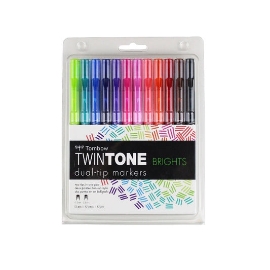 Tombow TwinTone Dual Tip Marker Set 12 Brights - theartshop.com.au