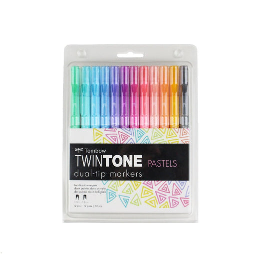 Tombow TwinTone Dual Tip Marker Set 12 Pastels - theartshop.com.au