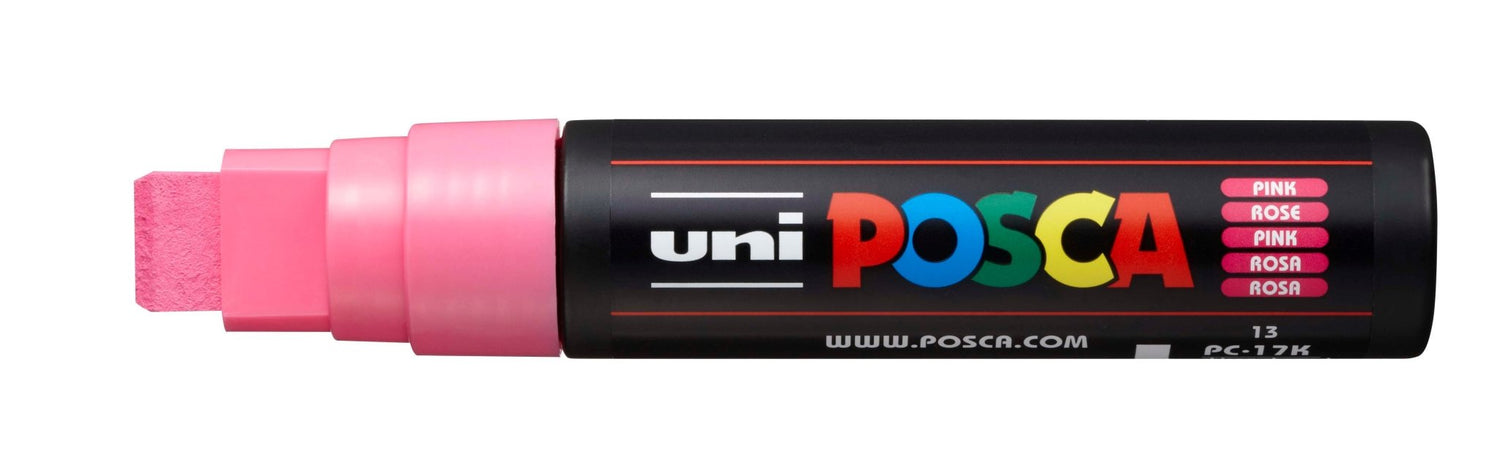 Uni Posca PC-17K Chisel Tip 15mm Pink - theartshop.com.au
